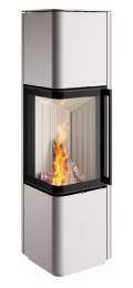Стальная печь Spartherm CUBO L RLA, угловое стекло, перламутрового цвета