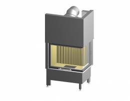 Стальная топка каминная Spartherm Varia 2R-55h-4S, с прямым угловым (с правой стороны) стеклом, тонированными ребрам