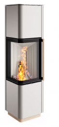 Стальная печь Spartherm CUBO L Style RLA, угловое стекло, перламутрового цвета