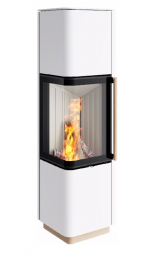 Стальная печь Spartherm CUBO L Style RLA, угловое стекло, белого цвета