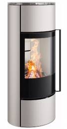 Steel stove Spartherm Selection Senso L with black glass finish, pearl color