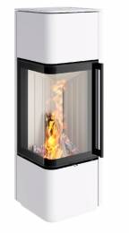 Стальная печь Spartherm CUBO S RLA, угловое стекло, белого цвета
