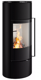 Steel stove Spartherm Senso L front with black glass finish, black sides
